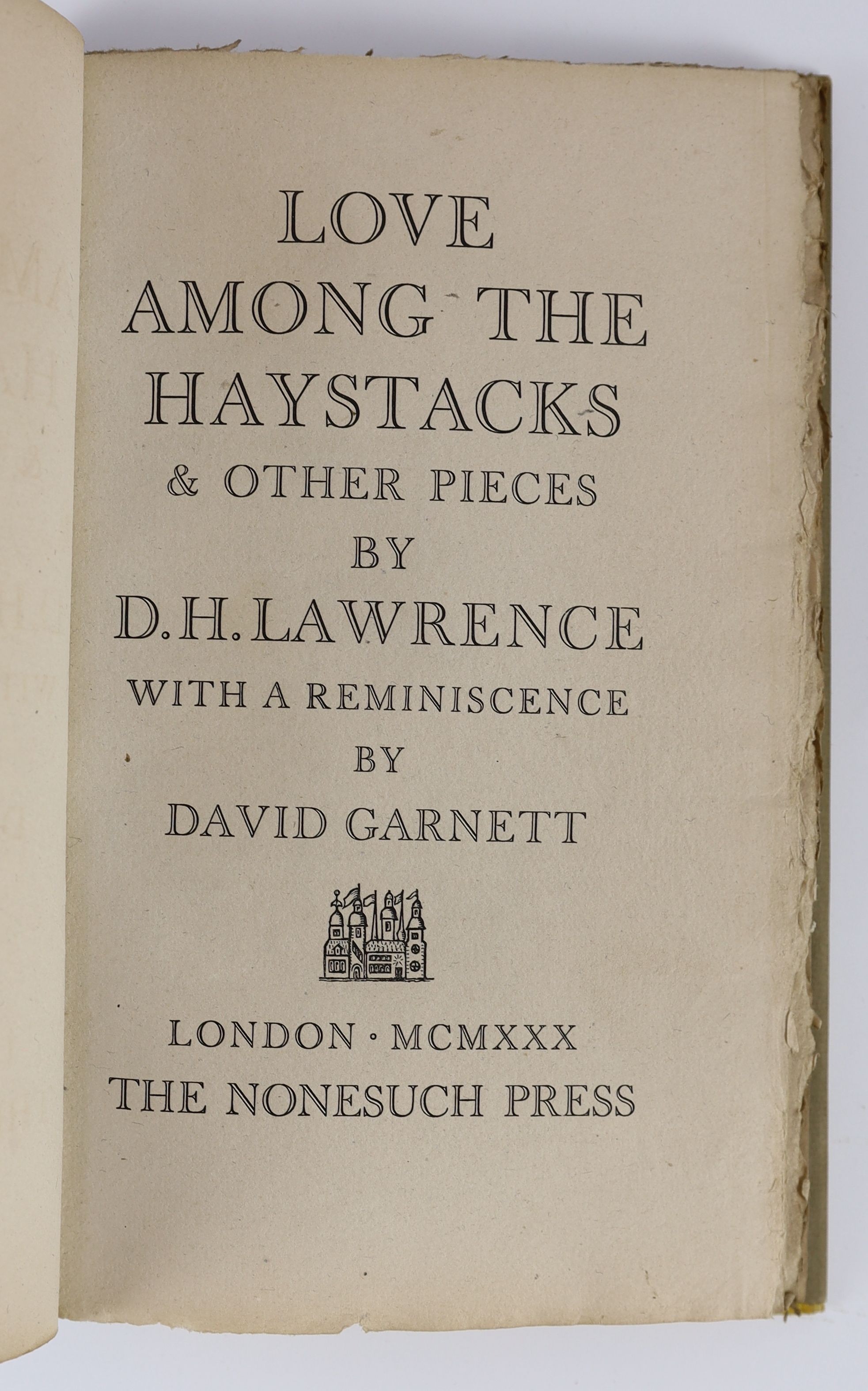 Nonesuch Press - 4 works - Lawrence, David Herbert - Love Among the Haystacks, one of 1600, 8vo, buckram with d/j, 1930; Lamaratine, A. de - Graziella, one of 1600, translated by Ralph Wright, illustrated by Jacquier, 19